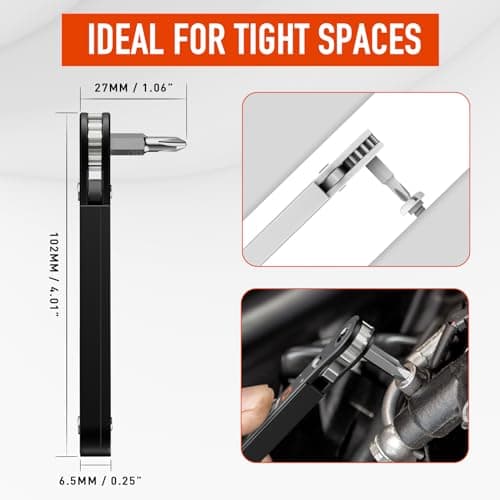 ZOOI 22 In 1 Ratchet Screwdriver Set, EDC Gear Tool Pocket Ratcheting Screwdriver, Valentines Day Gifts for Him Men Dad, 90 Degree Right Angle Screwdrivers, Tight Spaces Mini Ratchet Set - Thumbnail 5