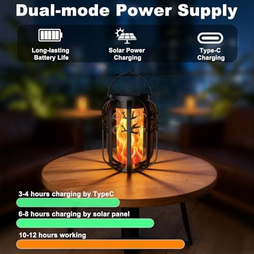 Solar Lanterns, KagoLing Flame Solar Lanterns Outdoor Waterproof Gift for Women Hanging Lights Outdoor Flickering Lamp Lights Decoration for Outside Garden,Yard,Porch,Tree,Lawn,Pathway Decor, 2 Pack - Thumbnail 4