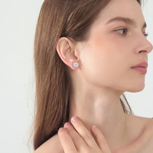0.5CT Round Moissanite Earrings for Women D Color VVS1 S925 Sterling Silver White Gold Plated Ideal Gift for Wife Mom on Anniversary Mother's Day Birthday Expressing Maternal Love and Friendship - Thumbnail 2