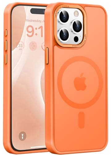 TISOOG Upgraded Magnetic for iPhone 15 Pro Case [Compatible with Magsafe] [Mil-Grade Protection], Slim & Tough, Pocket-Friendly, Translucent Phone Case Cover for iPhone 15 Pro 6.1", Orange - Image 1
