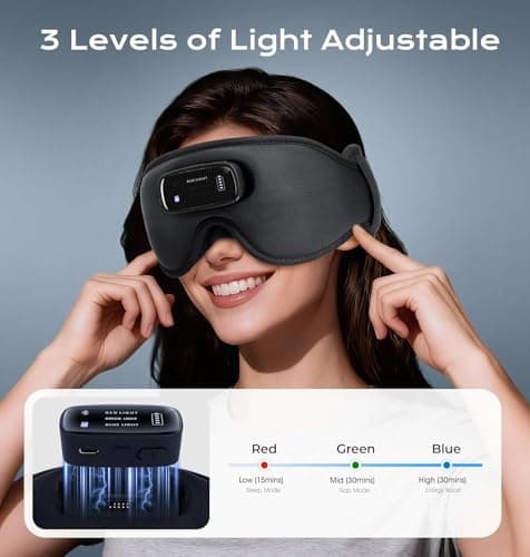 Sleep Mask with Headphones Bluetooth 5.4-3D Zero-Pressure Design AHUIARGY Adjustable Sleep Headphones 100% Light Blocking Sleep Headphones with White Noise Sounds Comfortable（Raven） - Thumbnail 2