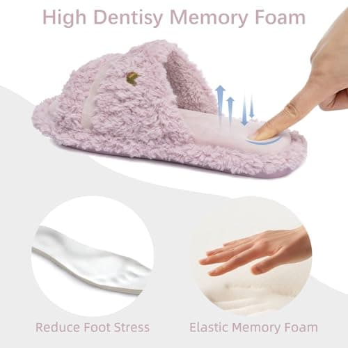 GOEWY Open Toe Womens Slippers Indoor Outdoor Comfy Memory Foam Slip On House Bedroom Slides Shoes Gifts for Women Her Mom - Thumbnail 4
