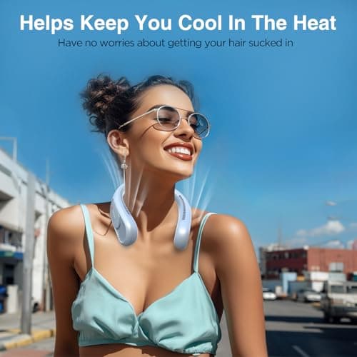 Hotsales Neck Fan, Hands Free Bladeless Neck Fans Portable Rechargeable, 6000 mAh Battery Operated Wearable Personal Fan, Cooling Neck Fan, 3 Speeds, USB Fan Gifts for Men, Women, Travel, Outdoor - Thumbnail 2