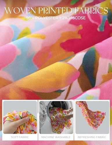 GRACE KARIN 2026 Summer Wedding Guest Dresses for Women Ruffle Sleeve Boho Midi Dress Smocked Flowy Floral Dress with Pocket Pink Orange XL - Thumbnail 5