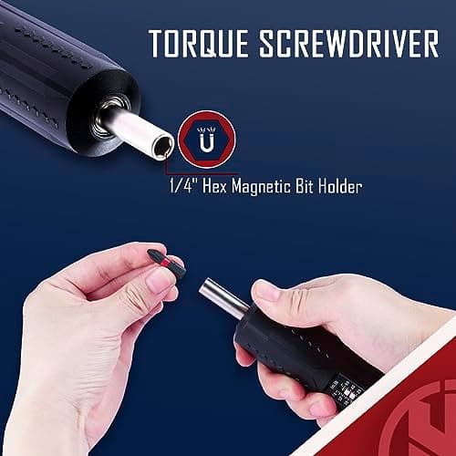 KNINE OUTDOORS Torque Screwdriver Wrench Driver Set 10-70 Inch Pounds lbs for Maintenance with T-bar Handle, 40 Hex Bits, 1/4" Socket, Shaft Extension, For Tools, Bike Repairing and Mounting, Black - Thumbnail 4