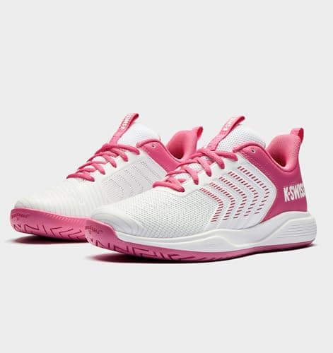 K-Swiss Women's Ultrashot Light Pickleball Tennis Shoe - Lightweight Court Shoes Lateral Movement Stable Support, White/Red 8 M - Thumbnail 2