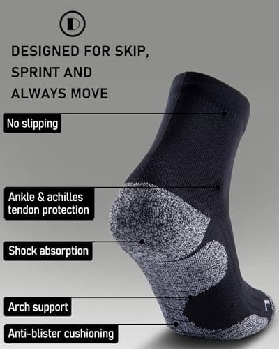 SITOISBE Quarter Compression Socks for Men Women, Cushioned Running Hiking Socks, X-Large, Black (4 Pairs) - Thumbnail 3