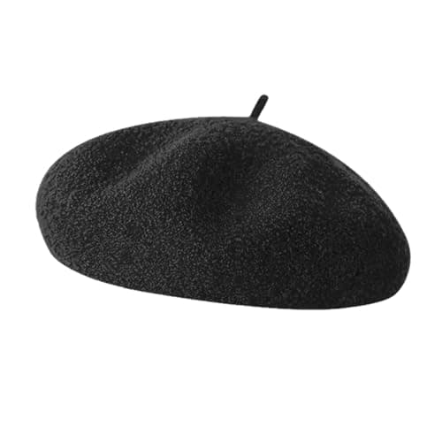 Wool Berets for Women - Classic French Beret Hats for Women and Kids, Solid Color Artist Style - Black Beret - Image 1