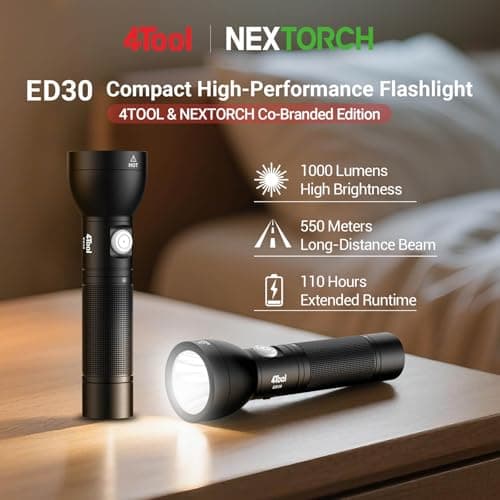 NEXTORCH ED30 Tactical EDC Flashlight – 1000 Lumens, 550m Ultra Long-Range Beam, Compact Design with USB-C Charging, Waterproof, Perfect for Outdoor, Camping, Emergency Use - Thumbnail 2