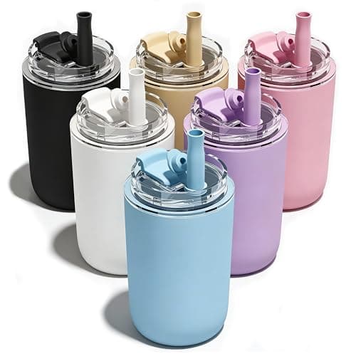 UIRZOTN 6 Pack 10 oz Insulated Coffee Tumblers, Travel Coffee Tumblers with Straw, Double-Wall Stainless Steel Tumbler, Leak Proof Tumbler, Reusable Cups with Lids for lced and Hot Drinks - Image 1