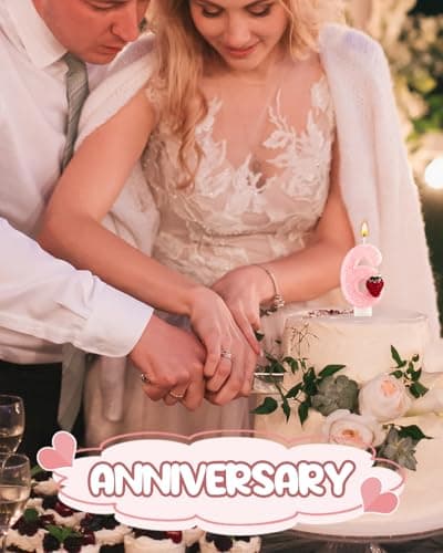 Birthday Candles for Cake, Pink Number Candles, Cake Candles with Greeting Card for Birthday Party Wedding Anniversary Celebrations (Strawberry 6 Candle) - Thumbnail 4