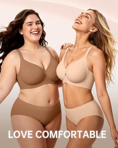 LetsJoli Wireless Pushup Bra for Women No Underwire Seamless Supportive Bralettes Fall Outfits Bra for Women 2025(Coffee,L) - Thumbnail 6