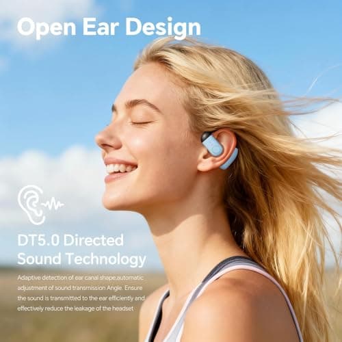 Xmenha Single Bluetooth Phone Earpiece Earbud One Ear Piece Open Ear Bud Air Bone Conduction Earbud Earless Out of Ear Headphones Bluetooth Wireless Headsets with Microphone Earhook for Work - Thumbnail 2