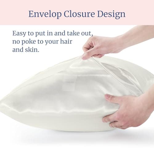 BEDELITE Satin Pillowcase for Hair and Skin, Super Soft and Cooling Similar to Silk Pillow Cases 2 Pack with Envelope Closure, Gift for Women Men(20"x26" Standard Size, Ivory) - Thumbnail 6