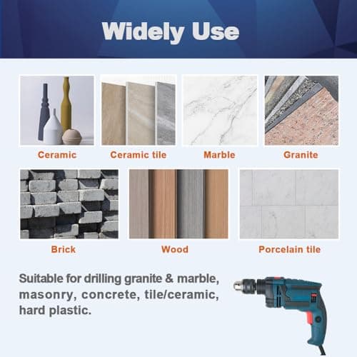 BRSCHNITT 2pcs 4/5 Inch Diamond Hole Saw Drill Bit - 20mm Hex Shank Dry Drilling Core Drill Bit Set for Porcelain Tile, Ceramic, Stone, Granite, Marble - Thumbnail 3