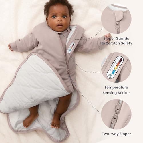 Unisex Rayon Sleeping Bag for Babies and Toddlers 2.5 Tog Sleep Sack 0-6 Months, Baby Sleep Sack, Newborn Sleep Sack, Wearable Blanket Baby, One Piece Long Sleeves, Gifts for Toddlers - Thumbnail 5