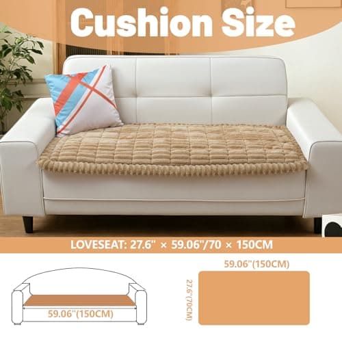 Gdmhy Couch Cover for Dogs Washable,Non-Slip Fuzzy Durable Couch Covers for 3 Cushion Sofa Pet Friendly Sofa Cover,Dogs Furniture Soft Slipcovers Protector Couches Mat - Thumbnail 2
