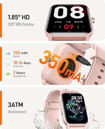 Smart Watches for Women (Android/iPhone), 1.85" HD Alexa Smart Watch with Bluetooth Calls/Messages/Reminders, 24/7 Heart Rate/SpO2 Monitor Watch, 120+ Sport Modes Fitness Tracker Watch for Women, Gift - Thumbnail 6