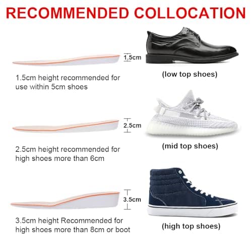 Height Increase Insole 2.5cm Breathable High Full Shoe Insoles Shoe Inserts Cushion Pads Lift Kits Elevator Insoles for Women US4-7 - Thumbnail 4