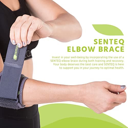 SENTEQ Elbow Brace Support Strap - Forearm Compression Sleeve, Tennis Elbow Brace for Men and Women, Fit Wrap Band for Weightlifting, Tennis, Golf Pressure Relief & Sports Injury Recovery, 2ct, 1-Pack - Thumbnail 4
