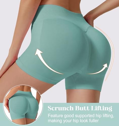 Sorfneo Women's Workout Impact Shorts 3.6" /4.5" Scrunch Butt Lifting Gym Shorts Yoga Running Biker Green - Thumbnail 2