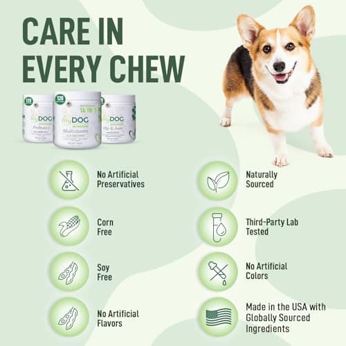 My Dog Sanctuary 14 in 1- Multivitamin for Dogs 120 Chews - Daily Support for Active & Aging Dogs Supplies/Vitamin A, D3, E, C, and B-Complex for Joint, Skin, Coat, Immune - Dog Multivitamin, Bacon - Thumbnail 6