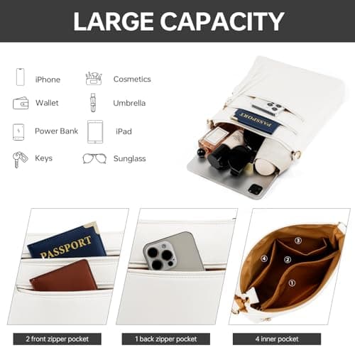 GEMIU Womens Crossbody Purse Multi Pocket Crossbody Bags for Women Lightweight Crossbody Purses For Women White - Thumbnail 3