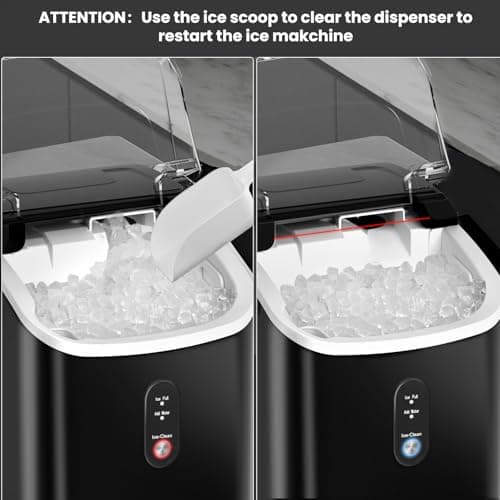 Crzoe Nugget Ice Maker Countertop with Self-Cleaning Function, Sonic Ice Machine with Handle, 35Lbs/24H, Compact Design for Home/Office Use(Black) - Thumbnail 5