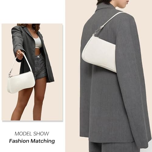 Goinsound Crocodile Purse Shoulder Purse for Women Wedding Purse White Designer Purse for Women for Going Out - Thumbnail 3