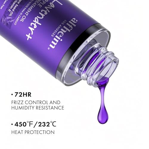 ALFHEIM Lavender+ Purple Hair Oil for Blonde, Silver & Color-Treated Hair – Anti-Brass & Frizz Control Serum – Restores Shine, Smoothness & Cool Radiance – with Grape Seed Oil – 3.38 oz / 100 ml - Thumbnail 3