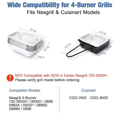 BLUES GRILL PARTS Grill Drip Pan for Nexgrill 720-0830H, 15-Pack Aluminum Foil Liners Grease Tray Replacement for Nexgrill 720-0888N 720-0925P 720-0896 720-08882A & Cuisinart CGG-7400 - Thumbnail 2