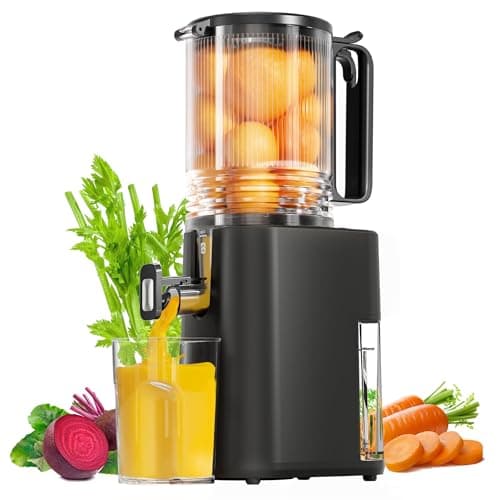 Cold Press Juicer, 5.5inch Wide Feed Chute Juicer Machine, Slow Masticating Juicer for Whole Vegetables & Fruits, Black - Image 1