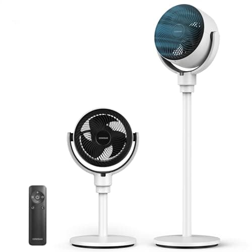 COWSAR Standing Fan for Bedroom, 20dB Quiet Pedestal Fan, 150°+120°Auto Oscillation Floor Fan with Remote, 6 Speeds 3 Modes, 7H Timer, DC Motor, 2 Heights, Whole Room Air Circulator Fan, White - Image 1