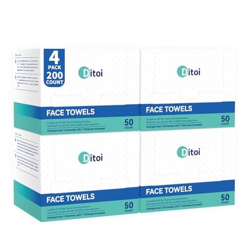 Ditoi Disposable Face Towels XL, Soft Cotton Facial Cleansing Cloths, Dry Face Towelettes for Makeup Removal, Sensitive Skin & Daily Skin Care,10"×12", 200 Count (4 Pack) - Image 1