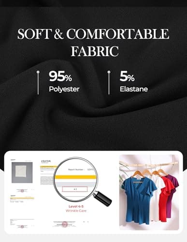 GRACE KARIN Summer Blouses for Women Dressy Casual, 2026 Ruffle Sleeve Peplum Tops, V Neck Business Work Shirts Black 2XL - Thumbnail 5