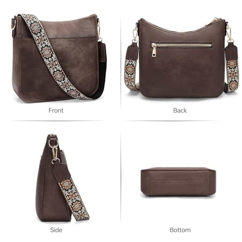 GEMIU Crossbody Bags for Women Crossbody Purse for Women Leather Shoulder Bags with Guitar Strap Coffee - Thumbnail 6