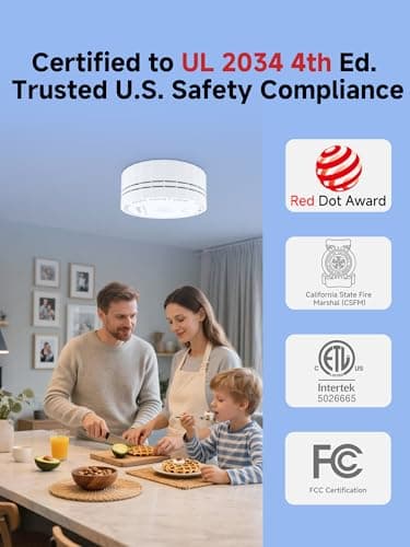 HEIMAN Smart Carbon Monoxide Detector, Wi-Fi Nano CO Alarm, ETL Listed Real-Time Push Notifications Battery Powered, Test-Reset Button, 2034 Standards, 10-Year Figaro Sensor, Portable for Trave - Thumbnail 2