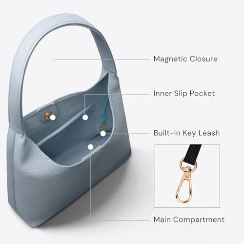 Shoulder Bag for Women, Small Slouchy Hobo Purse, Soft Vegan Leather Hobo Bag Handbag, Trendy Everyday Tote Style, 11'' (28cm) - Thumbnail 4