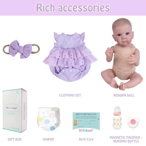 Milidool Reborn Baby Dolls - 20 Inch Realistic Baby Doll Real Life Baby Dolls Lifelike Newborn Baby Doll Girl Soft Body with Feeding Kit for 3+ Years Old Kids Gifts - Thumbnail 5