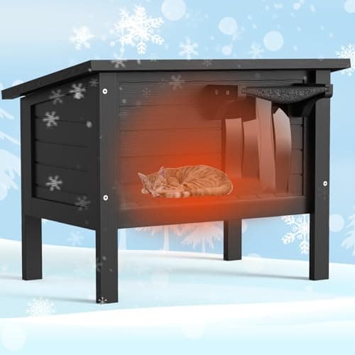 Weatherproof Outdoor Cat House, Feral Cat Shelter, 100% Insulated Foam, Solid Wood, Large Size for Multiple Cats, 24.8" L x 16.1" W x 18.9" H - Image 1