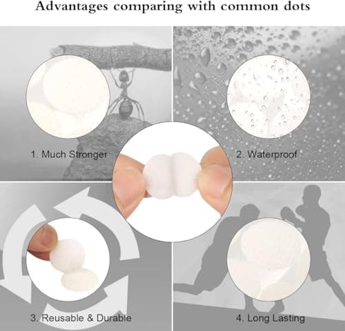 Hompie 400pcs (200 Pair Sets) 15mm Diameter Sticky Back Hook, Self Adhesive Dots Loop Tapes for DIY Crafts Office Classroom (White) - Thumbnail 4