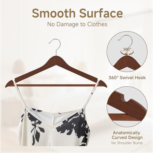 StorageWorks Clothes Hangers, Wooden Hangers 30 Pack for Closet, Wood Hangers for Coats, Shirts, Jackets, Pants, Suits, Walnut Color - Thumbnail 3