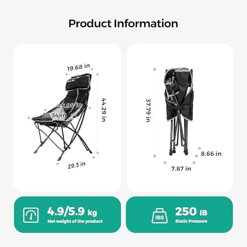 SUNNYFEEL High Back Camping Chair for Adults, 2 Pack Lightweight Camping Chair Support 250 lbs Heavy Duty Folding Chair Design Portable & Collapsible Camping Chairs for Outdoor, Camp, Beach, Picnic - Thumbnail 2