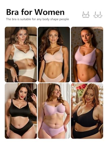Xcutting Women's Supportive Wireless Jelly Bras for Women Seamless Comfort, Full Coverage, No Underwire, T-Shirt Women Bras Regular and Plus with Extender (Nude,Large) - Thumbnail 5
