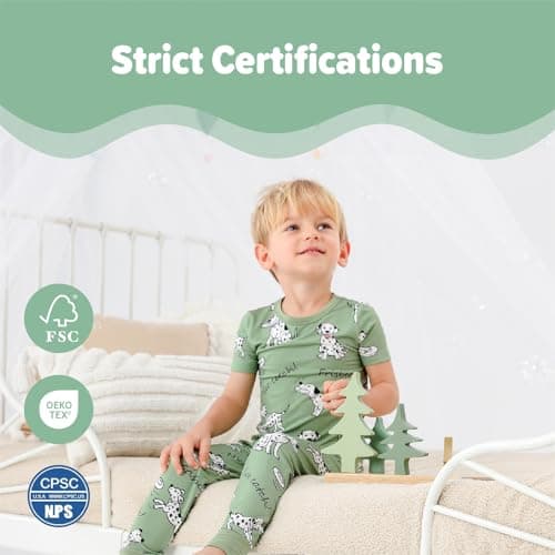 NewSeed Kids 2-Piece So Soft 2-Piece Playtime Set – Short Sleeve Crew Neck Top with Matching Leggings, Little to Big Kids (Dalmatian Dog, 5-6Y) - Thumbnail 5