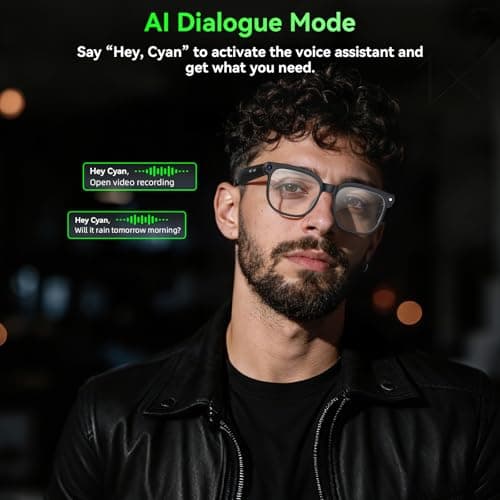 Hwagol Smart Glasses with Camera, 8MP HD Photo and Video Recording,AI Glasses with Real-Time Translation/Object Recognition/AI Voice Q&A/Recording, Calls and Music,UV & Blue Light Protection - Thumbnail 5