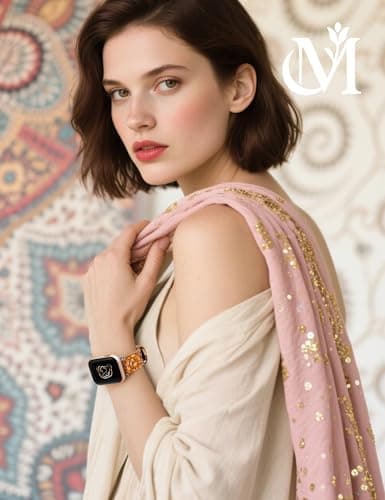 Moolia Floral Leather Band Compatible with Apple Watch Band 49/46/45/44/42mm Women, Cute Romantic Vintage Rose Pattern Strap for iWatch Series 11 10 9 8 7 6 5 4 3 2 1 SE/Ultra(1/2/3), Light Brown - Thumbnail 5