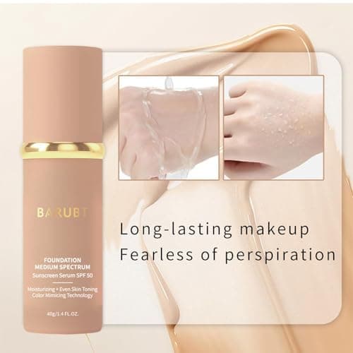 BARUBT 4-in-1 Color Changing Foundation, Medium Spectrum, Full Coverage Self-Adjusting Makeup for Mature Skin, Waterproof Liquid Concealer with Hyaluronic Acid for Daily Touch-Ups Travel 40ML*2 2PCS - Thumbnail 5