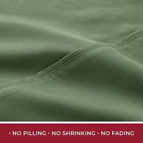 Mellanni 400 Thread Count Cotton Sateen Bedding Set - 4 Piece Bed Sheets Set - Fits Mattresses up to 16" Deep - Cooling Sheet for Hot Sleepers (California King, Green) - Thumbnail 3