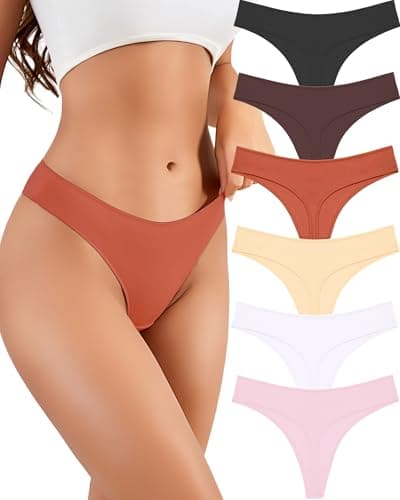 ALL OF SHE Cotton Thongs for Women Maillard Underwear Pack Breathable Sexy Ladies Thong Panties